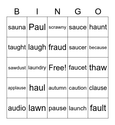 Au & Aw Bingo CHALLENGE Bingo Card