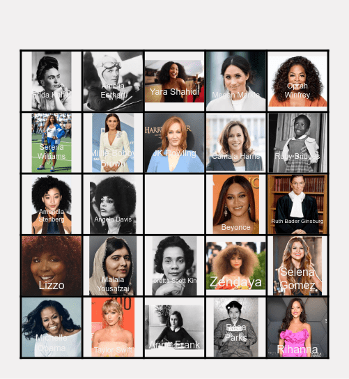 Women's History Month Bingo Card