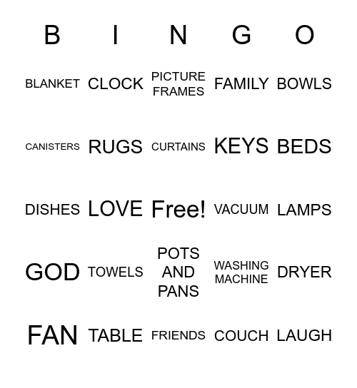 OUR 1ST HOUSE! Bingo Card