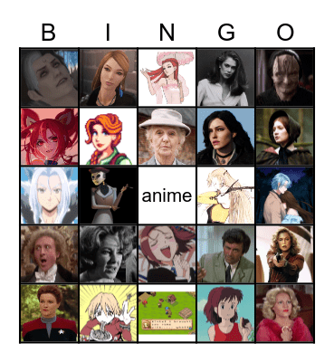 favorite CHARACTERS Bingo Card