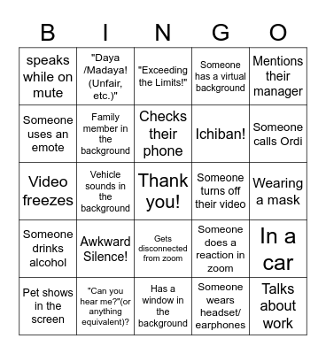 KEYENCE BINGO Card