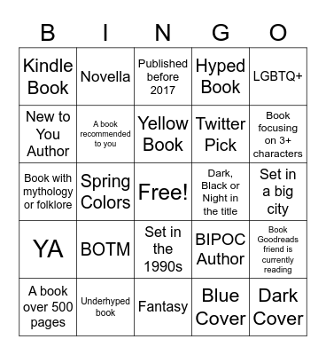 DIY READATHON BINGO Card