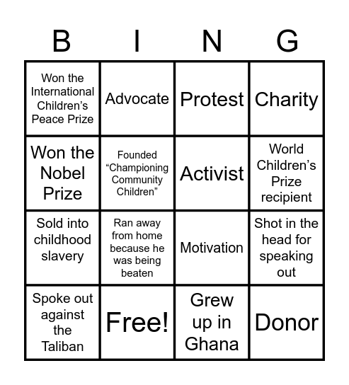 Adovcate Bingo Card