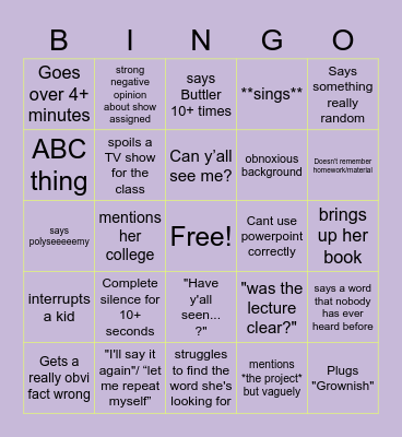 Beretta Bingo Card