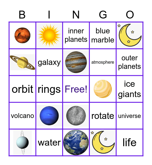 Space Bingo Card