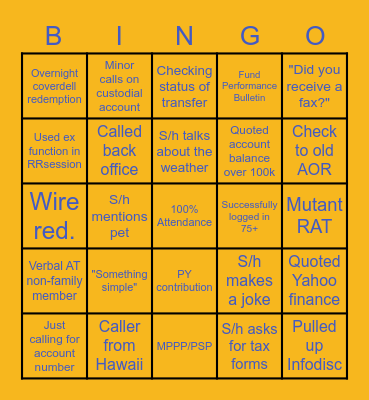NLA BINGO Card