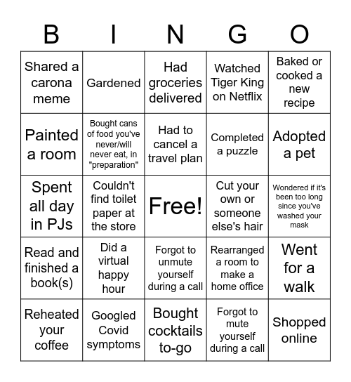 VHB Richmond WFH Bingo Card