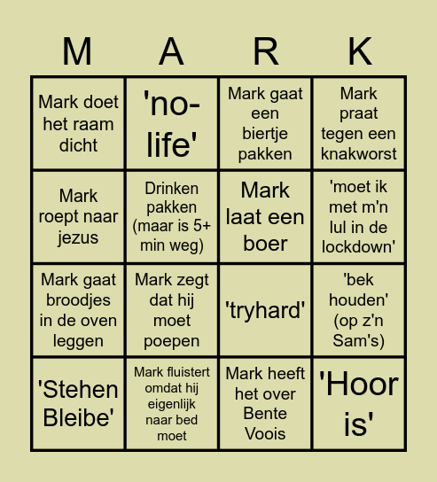 Discord Mark Bingo Card