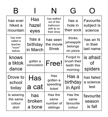 Find Someone Who... Bingo Card