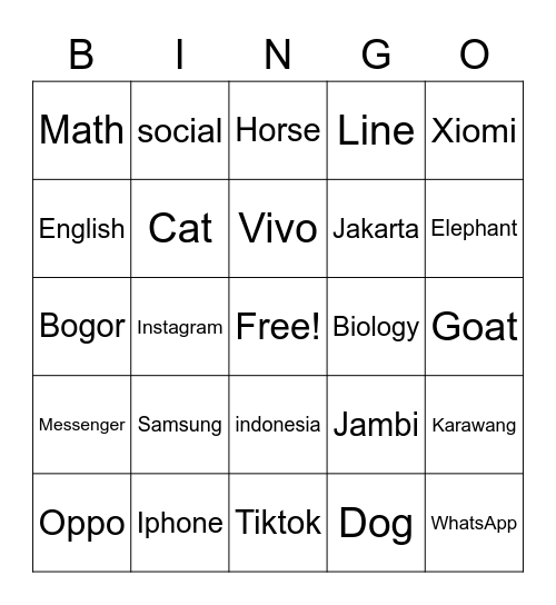 Ashyla Budiman Bingo Card