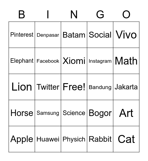 Ananda sekar Bingo Card