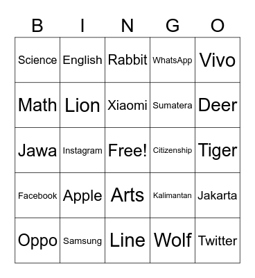 Dafina Tian Ramadhani Bingo Card