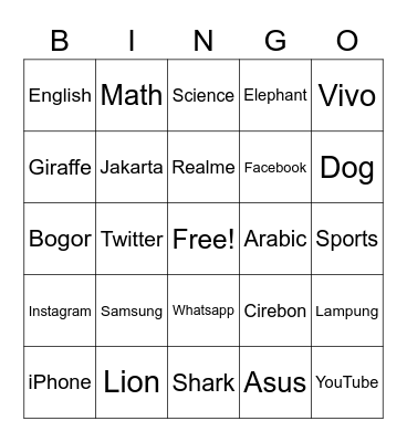 Keisya Nayla Bingo Card
