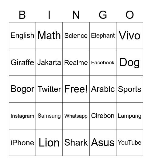 Keisya Nayla Bingo Card