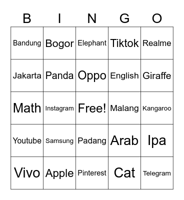 Athaya Kent Syivarany Bingo Card