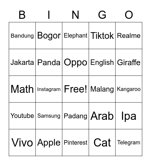 Athaya Kent Syivarany Bingo Card