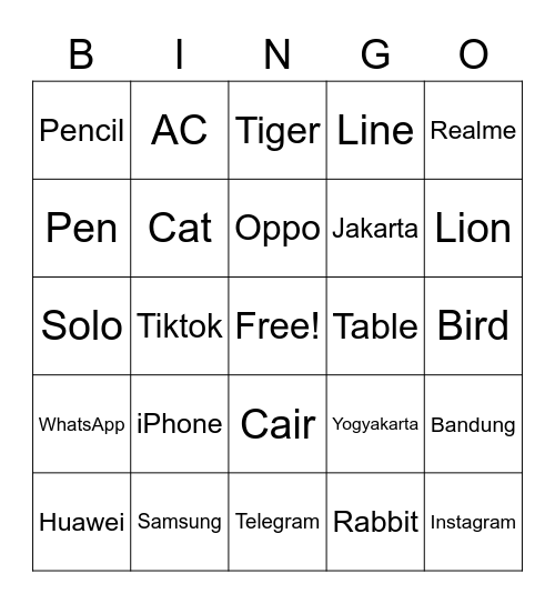Diva Cahaya Fatimah Bingo Card
