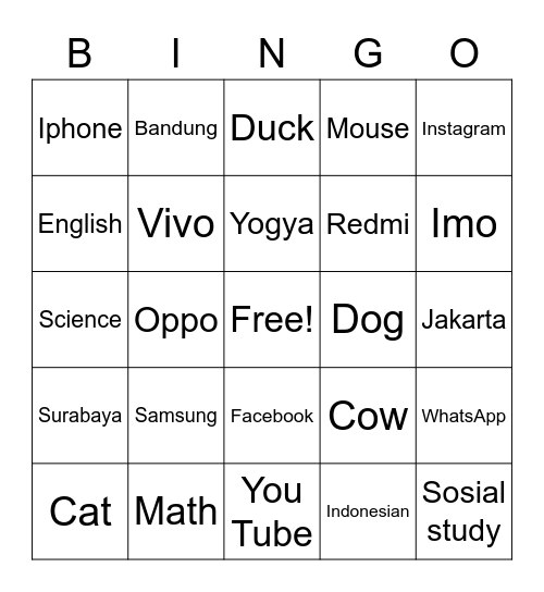 Farah Amalina Zulfa Bingo Card