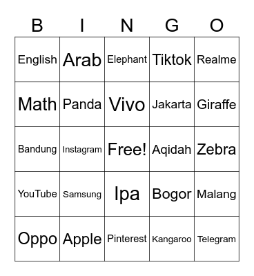 Athaya Kent Syivarany Bingo Card