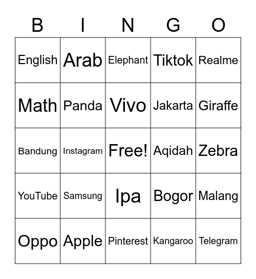 Athaya Kent Syivarany Bingo Card