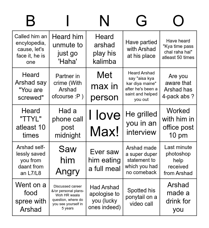 Bingo Game Topics