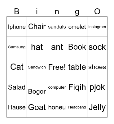 Aisy qooni Istiqomah Bingo Card