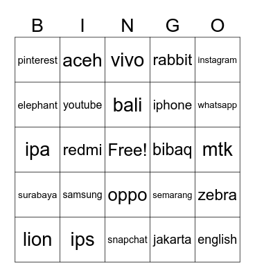 Amalia Hasanah Bingo Card