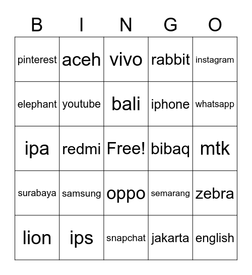 Amalia Hasanah Bingo Card