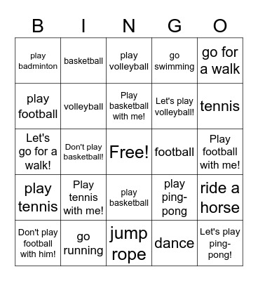 Let's play sorts! Bingo Card