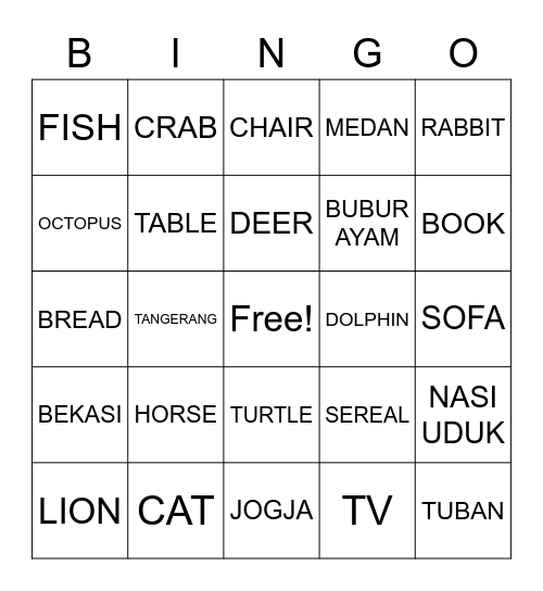 Rahmah Izzatunnisa Bingo Card