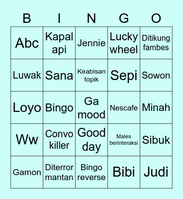 sanapunya Bingo Card