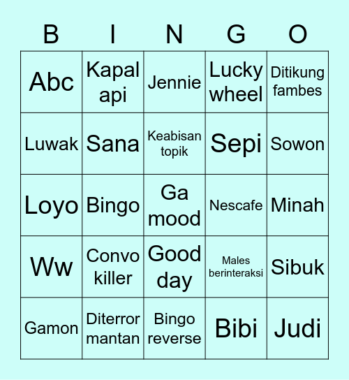 sanapunya Bingo Card