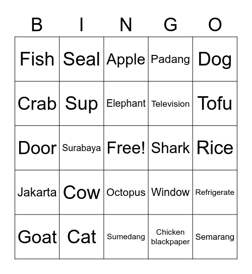 Salsabila Fauzya Nuraini Bingo Card