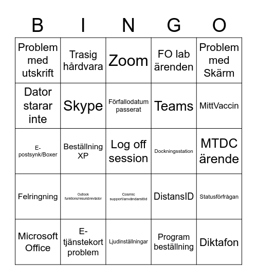 MTIT Bingo Card