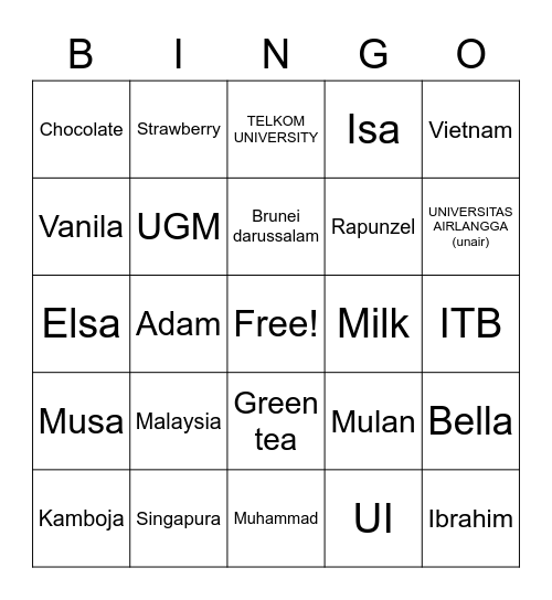 Dafina Tian Ramadhani Bingo Card