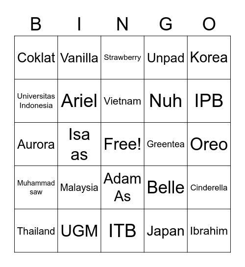 Keisya 9f Bingo Card