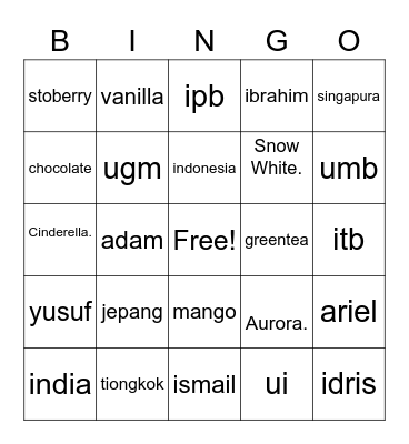 Nagien Desyanatha Putri Andany Bingo Card