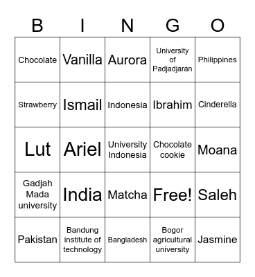 Nasya Maulia Qonita Bingo Card