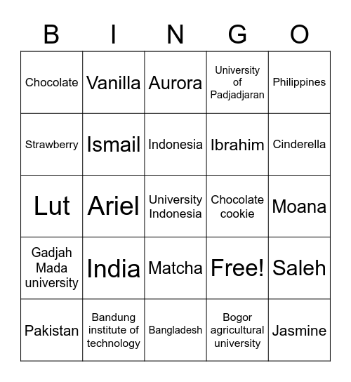Nasya Maulia Qonita Bingo Card