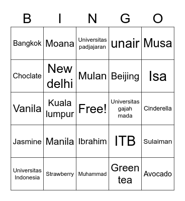 Keyzia Althafunnisa Bingo Card