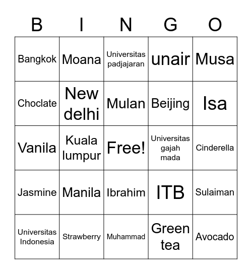 Keyzia Althafunnisa Bingo Card