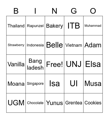 Kayla Arin Azzahra Bingo Card