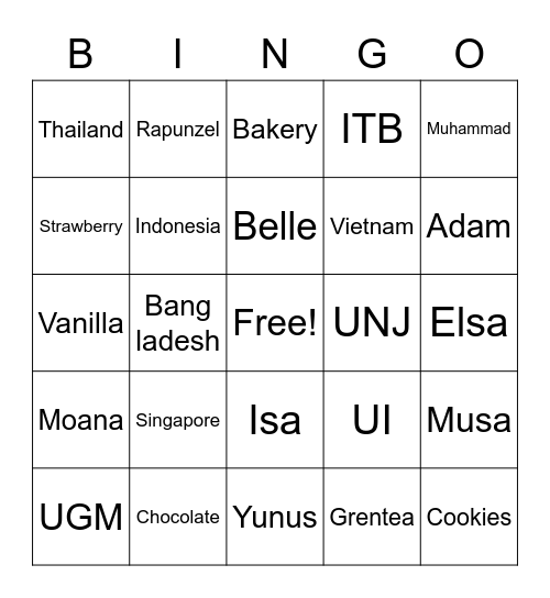 Kayla Arin Azzahra Bingo Card
