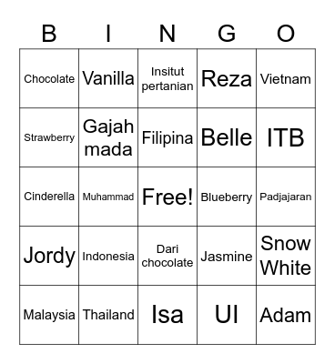 Athaya Kent Syivarany Bingo Card
