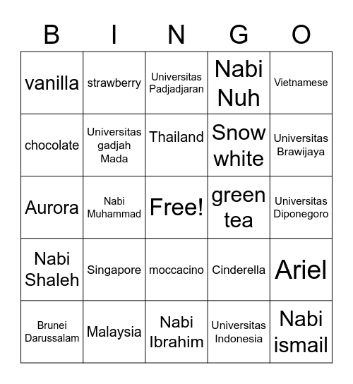 Dea ayu Bingo Card