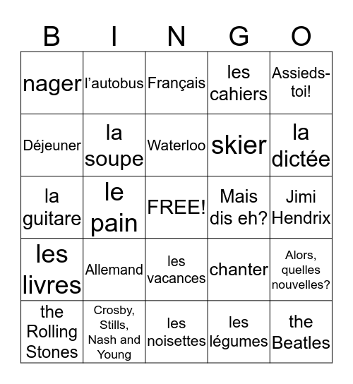 St. John's Bingo Card