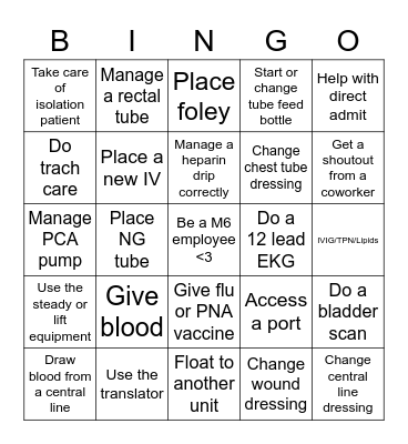 Nursing Bingo Card