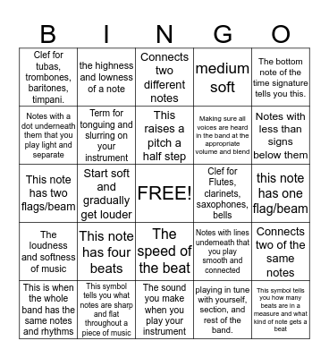 Bandgo Bingo Card