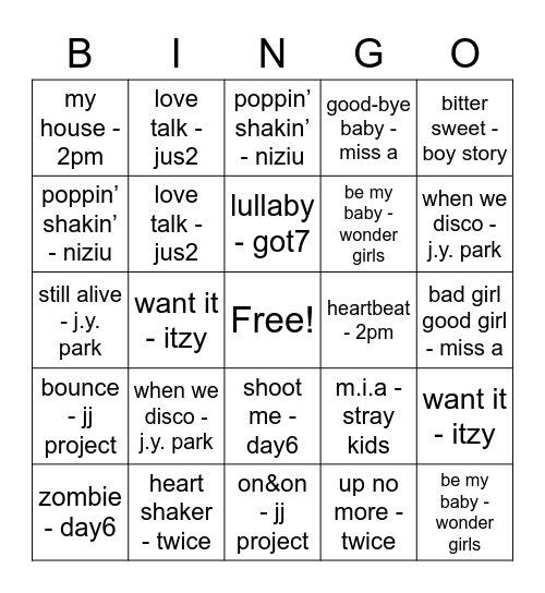 jikooksthetic Bingo Card