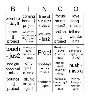 jikooksthetic Bingo Card
